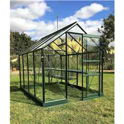 6ft X 12ft Premier Low Threshold Green Metal Frame Greenhouse