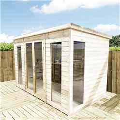 15ft X 7ft Pent Pressure Treated Tongue & Groove Pent Summerhouse With Higher Eaves And Ridge Height Toughened Safety Glass + Euro Lock With Key + Super Strength Framing