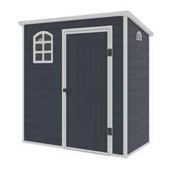 6ft X 3ft Plastic Pent Shed - Dark Grey With Foundation Kit (included)