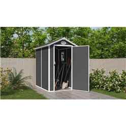 4ft X 6ft Plastic Pent Shed - Dark Grey With Foundation Kit (included)