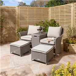 2 Seater Natural Stone Rattan Weave Companion Set