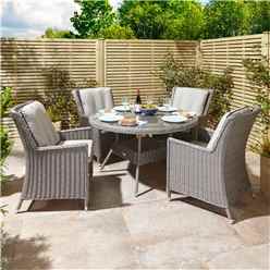 4 Seater Natural Stone Rattan Weave Dining Set