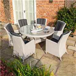 6 Seater Natural Putty Grey Weave Dining Set