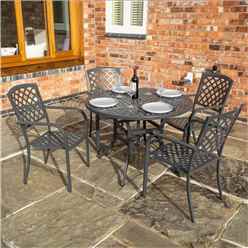 4 Seater Gunmetal Grey Powder-Coated Aluminium Garden Dining Set