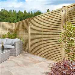 Pack Of 3 - 6 X 4 Pressure Treated Horizontal Open Slatted Screen Panel