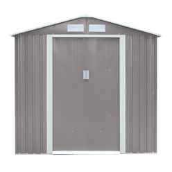 6ft X 4ft (2.01m X 1.21m) Double Door Metal Apex Shed - Light Grey