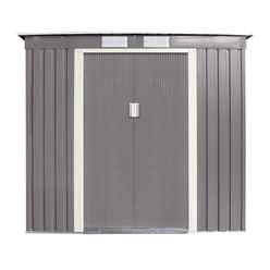 6ft X 4ft (2.01m X 1.21m) Double Door Metal Pent Shed - Light Grey