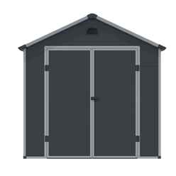 8ft X 6ft (2.42m X 1.92m) Double Door Apex Plastic Shed - Dark Grey