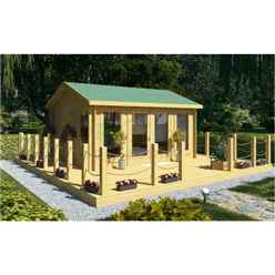 4.5m X 3.5m Premier Valmorel Log Cabin - Double Glazing - 34mm Wall Thickness