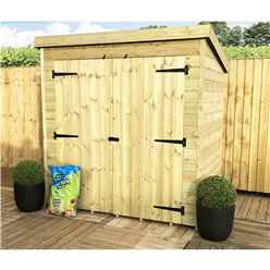 6ft X 6ft Windowless Pressure Treated Tongue & Groove Pent Shed + Double Doors