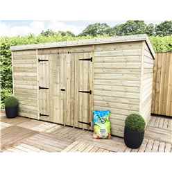 14ft X 6ft Pressure Treated Windowless Tongue & Groove Pent Shed + Double Doors Centre