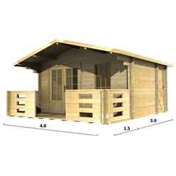 4m X 3m Premier Auron Log Cabin - Double Glazing - 70mm Wall Thickness