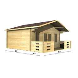 5m X 4m Premier Monaco Log Cabin -  Double Glazing - 44mm Wall Thickness