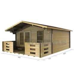 4m X 4m Premier Rio Log Cabin - Double Glazing - 44mm Wall Thickness