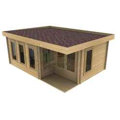 6m X 5m Premier Prague Log Cabin -  Double Glazing - 44mm Wall Thickness