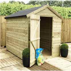 12ft X 4ft Premier Windowless Pressure Treated Tongue & Groove Apex Shed + Higher Eaves & Ridge Height + Single Door - 12mm Tongue And Groove Walls, Floor And Roof