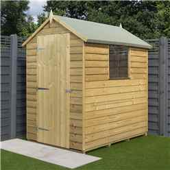 6 X 4 Overlap Pressure Treated Apex Shed With Single Door And 1 Window (8mm Overlap)