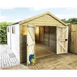 28ft X 10ft Premier Pressure Treated T&g Apex Workshop + 10 Windows + Higher Eaves & Ridge Height + Double Doors (12mm T&g Walls, Floor & Roof) + Safety Toughened Glass + Super Strength Framing