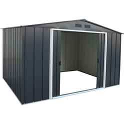 10ft X 10ft Value Apex Metal Shed - Anthracite Grey (3.22m X 3.02m)