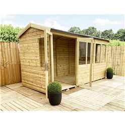 8ft X 6ft Reverse Pressure Treated Tongue & Groove Apex Summerhouse With Higher Eaves And Ridge Height + Toughened Safety Glass + Euro Lock With Key + Super Strength Framing