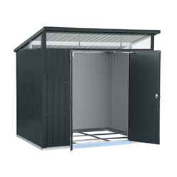 8ft X 6ft Heavy Duty Apex Metal Shed - Anthracite Grey