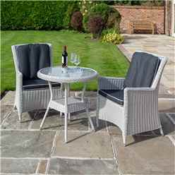 2 Seater Putty Grey Rattan Weave Bistro Set