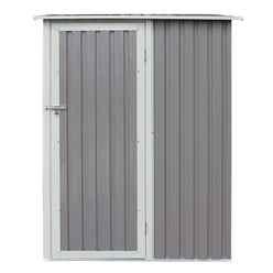 5ft X 3ft (1.43m X 0.89m) Single Door Metal Pent Shed - Light Grey