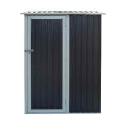 5ft X 3ft (1.43m X 0.89m) Single Door Metal Pent Shed - Dark Grey