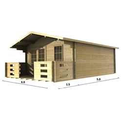 4m X 5m Premier Valloire Log Cabin - Double Glazing - 34mm Wall Thickness