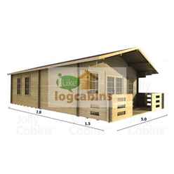 5.0m X 7.0m Premier Fornet Log Cabin - Double Glazing - 44mm Wall Thickness