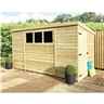 10ft X 4ft Pressure Treated Tongue & Groove Pent Shed + 3 Windows + Side Door + Safety Toughened Glass