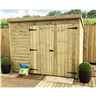 7ft X 4ft Windowless Pressure Treated Tongue & Groove Pent Shed + Double Doors