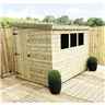 7ft X 4ft Reverse Pressure Treated Tongue & Groove Pent Shed With 3 Windows + Side Door + Safety Toughened Glass