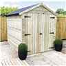 6ft X 6ft Windowless Premier Pressure Treated Tongue & Groove Apex Shed + Higher Eaves & Ridge Height + Double Doors - 12mm Tongue And Groove Walls, Floor And Roof