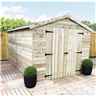 12ft X 6ft Windowless Premier Pressure Treated Tongue & Groove Apex Shed + Higher Eaves & Ridge Height + Double Doors - 12mm Tongue And Groove Walls, Floor And Roof