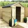 12ft X 6ft Premier Windowless Pressure Treated Tongue & Groove Single Door Apex Shed + Higher Eaves & Ridge Height - 12mm Tongue And Groove Walls, Floor And Roof