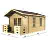 3m X 4m Premier Valdisere Log Cabin - Double Glazing - 44mm Wall Thickness