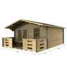 4m X 4m Premier Rio Log Cabin - Double Glazing - 44mm Wall Thickness