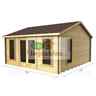 4.5m X 5.5m Premier Huez Log Cabin - Double Glazing - 70mm Wall Thickness