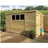 14ft X 8ft Pressure Treated Tongue & Groove Pent Shed + 3 Windows + Single Door On The End + Safety Toughened Glass