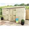 10ft X 3ft Pressure Treated Windowless Tongue & Groove Pent Shed + Double Doors Centre