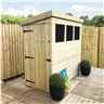 6ft X 3ft Pressure Treated Tongue And Groove Pent Shed With 3 Windows And Side Door + Safety Toughened Glass