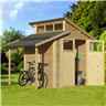 7ft X 10ft Skylight Shed With Lean To - Double Doors -19mm Tongue And Groove Walls, Floor + Roof