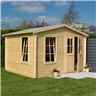 3.4m X 3m Retreat Apex Log Cabin - 19mm Wall Thickness (11ft X 10ft)