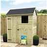 6ft X 4ft Reverse Apex Premier Pressure Treated Tongue & Groove Shed + 1 Window + Higher Eaves & Ridge Height + Single Door + Safety Toughened Glass - 12mm Tongue And Groove Walls, Floor And Roof