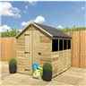 11ft X 6ft  Super Saver Pressure Treated Tongue & Groove Apex Shed + Single Door + Low Eaves + 3 Windows