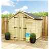 8ft X 6ft  Super Saver Windowless Pressure Treated Tongue & Groove Apex Shed + Double Doors + Low Eaves