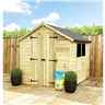 8ft X 4ft  Super Saver Pressure Treated Tongue & Groove Apex Shed + Double Doors + Low Eaves + 2 Windows