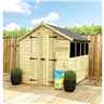 10ft X 4ft  Super Saver Pressure Treated Tongue & Groove Apex Shed + Double Doors + Low Eaves + 3 Windows