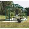 8ft X 6ft Premier Double Doors Green Metal Greenhouse - Curved Eaves